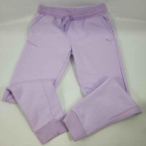 Puma Jogging Sweatpants Gym Pants Purple Drawstring Girls Size XL 14/16 - Picture 1 of 3